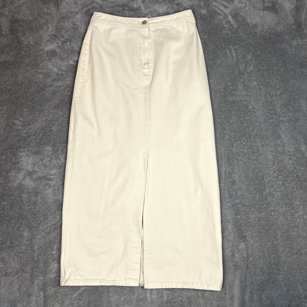 Tuckernuck Denim Maxi Skirt Womens 6 Ivory Straight Fit Slit Career